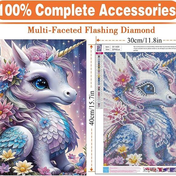 Unicorn Diamond Painting Kit for Adults, Diamond Art Kits for Beginners - Picture 2 of 5